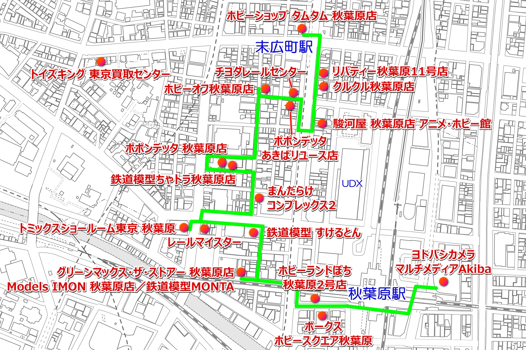 秋葉原鉄道模型店MAP