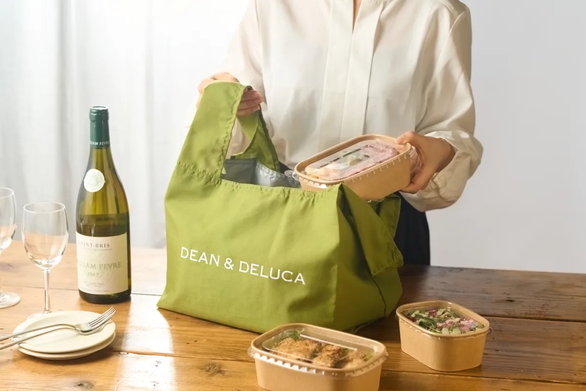 DEAN & DELUCAポーチ付きエコバッグ グリーン